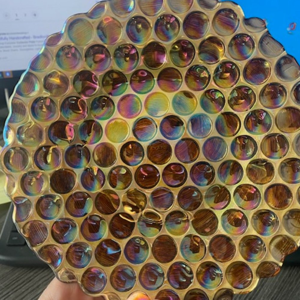 Set of 4 bubble glass dessert plates